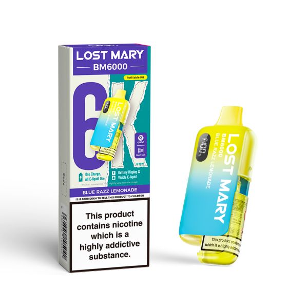 Lost Mary | BM6000 Pre-Filled Pod Vape Kit (Refillable Edition) | 1000mAh | 2ml + 10ml Design | 20mg Nicotine Salts | Various Flavours