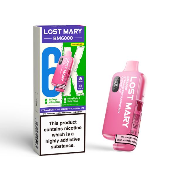 Lost Mary | BM6000 Pre-Filled Pod Vape Kit (Refillable Edition) | 1000mAh | 2ml + 10ml Design | 20mg Nicotine Salts | Various Flavours