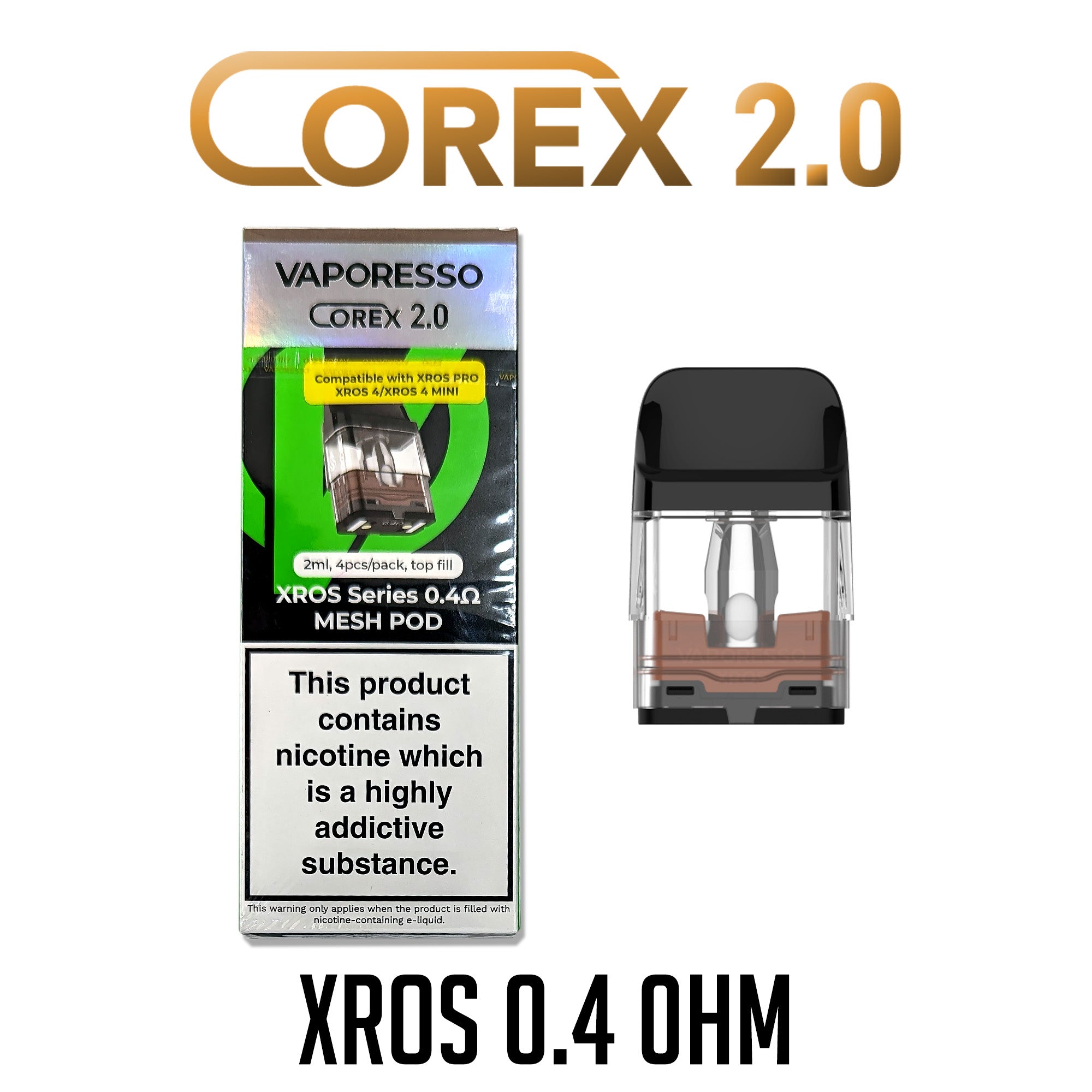 Vaporesso | XROS Series COREX 2.0 Replacement Pods | Pack of 4 Ashby Vape Vaporesso | XROS Series COREX 2.0 Replacement Pods | Pack of 4 Ashby Vape