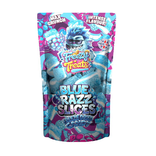 Freezy Treats | Freeze Dried Candy Sweets | 1 x Single Bag | BLUE RAZZ SLICES