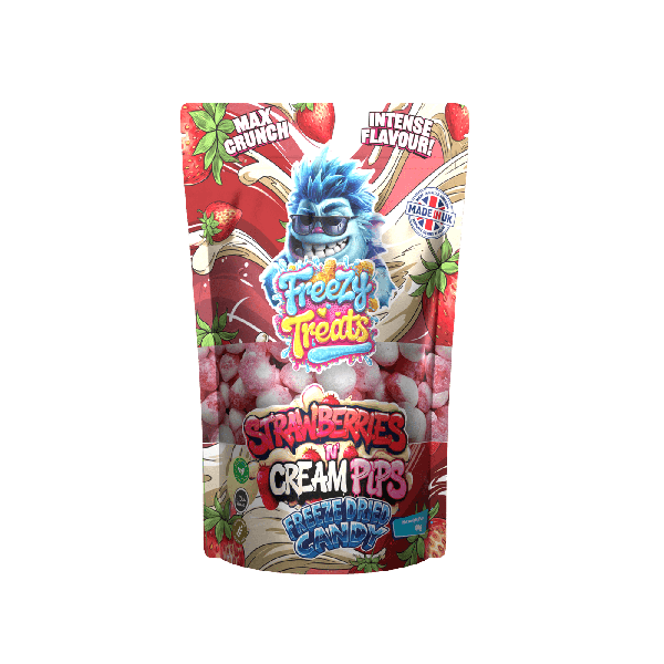 Freezy Treats | Freeze Dried Candy Sweets | 1 x Single Bag | STRAWBERRY CREAM PIPS